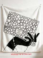 Chanel Pearl Clutch & Black Glove Illustration Flannel Sofa Throw Blanket IMG_6765
